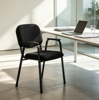 Chaise de bureau en tissu avec accoudoirs, structure métallique, pour formation et réunion, chaise de conférence empilable en gros pour le personnel