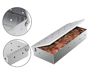 Rvs Bbq Smoker Box Voor Grillen Barbecue Hout Chips Op Gas Grill Of Houtskool Grill Accessoires