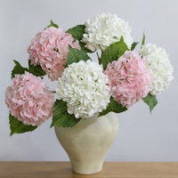 JIN PENG Grote 48cm Real Touch Blauw Groene Latex Hortensia Enkelstam voor Bruiloft Afstudeerfeest Tafeldecoratie