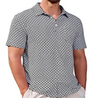 Polo de Golf para Hombre, Corte Ajustado, Secado Rápido, Estampado, Transpirable, Tejido Elástico en 4 Direcciones, Absorbe la Humedad, Bolsillo en el Pecho, Diseño con Ventilación Lateral