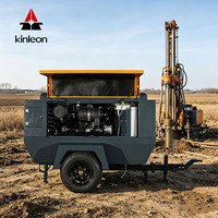 Kompresor Udara Sekrup Diesel Portabel Berpendingin Udara 375CFM 10.6 M/min 8bar Mesin Cummins Pompa Pelumas Motor untuk Pertambangan dan Pengeboran
