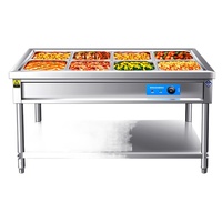 Table chauffante isotherme en acier inoxydable 201 pour la restauration rapide, idéale pour la cuisson des plats mijotés, avec couvercle de protection anti-coupure pour les mains