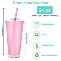 Gobelets réutilisables en plastique PP de 24 oz, imprimés avec un logo personnalisé, colorés, pour boissons froides, avec couvercles et pailles