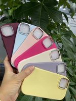 Coque de téléphone à cadre de caméra électrolytique couleur bonbon pour iPhone 15 Pro Max housse de téléphone en TPU souple antichoc pour iPhone 14