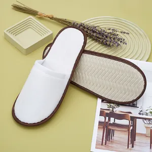 Supplier price custom hotel amenities nap cloth white disposable slipper for wedding hotels bathroom spa