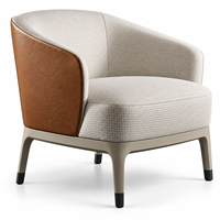 Fauteuil d'appoint contemporain bicolore rembourré, structure élégante et courbée, assise moelleuse en microfibre, idéal pour chambre et appartement