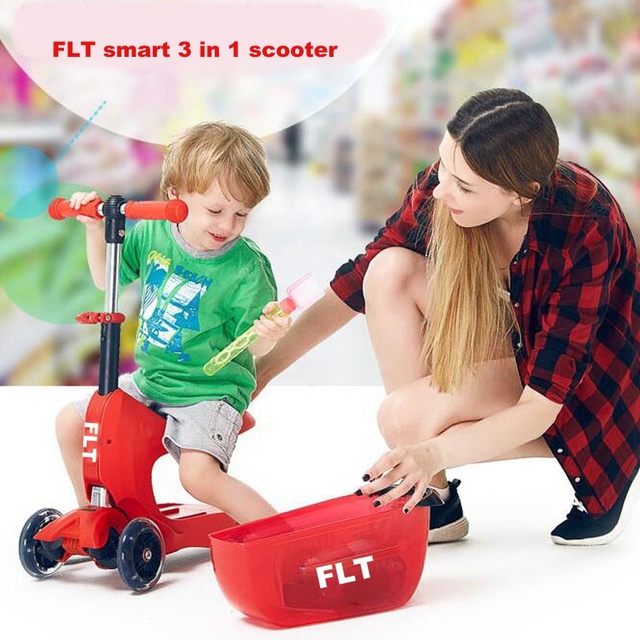 Well Design New Foldable Kids Scooter 3 in 1 with Comfortable Seat and Storage