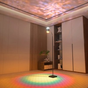 Lámpara Proyector de Ondas 3D con Luz LED de Atardecer para Dormitorio, Iluminación Ambiental Romántica con Doble Cabezal y Decoración de Estrellas, Lámpara de Pie - Product Image 4
