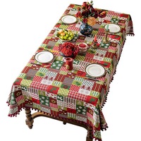Nappe de table imprimée de style rétro américain pour le Nouvel An Chemin de table à café et couverture de table à manger pour six personnes pour la maison