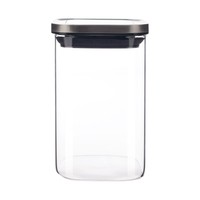 Pot de conservation carré en verre transparent avec couvercle en acier inoxydable pour la cuisine