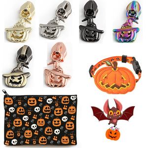 Citrouille exclusive pour Halloween Taille #5 Crâne avec fermeture éclair Ruban en nylon compatible avec les costumes et les décorations Fermeture éclair - Product Image 3