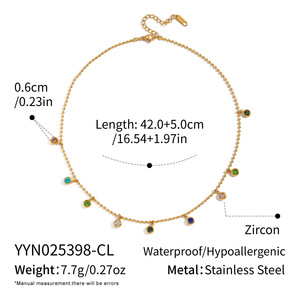 Collar de Acero Inoxidable Chapado en Oro de 18K para Mujer, con Turquesa y Múltiples Capas, Diseño Elegante con Circonitas - Product Image 6