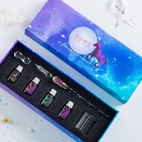 Yihuale — ensemble de stylos de calligraphie, stylo tremper en verre Vintage cristal avec encre de 12 couleurs, nouveau produit 2021