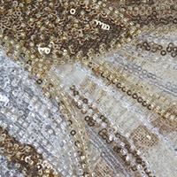 Tissu de Luxe Brodé de Paillettes 3D en Dentelle Extensible de Haute Qualité LH pour Robe de Mariée et de Soirée, Style Européen et Américain, Poids Moyen