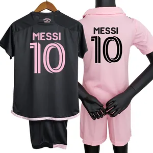2024 कस्टम Internacional बच्चों काले फुटबॉल जर्सी वर्दी सेट आदमी गुलाबी मियामी MESSI #10 बच्चों फुटबॉल किट सेट