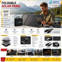 Panneau solaire pliable JiYao 480W, rendement de 25%, haute puissance, noir, 128 cellules, 182mmx91mm, utilisation en camping-car, marine, extérieur