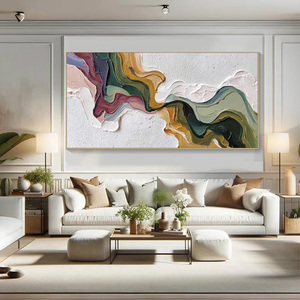 Terra Flow Textured Abstract Earth Tone Panoramic Oil Painting Architectural Decoration Artwork Home Decor Framed Wall Art - Product Image 6