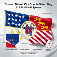 Drapeau de la ville de Detroit personnalisé en gros, 3x5 pieds, double face, 100% polyester, ourlet doublement cousu, bannière décorative extérieure suspendue