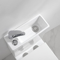 Ensemble WC et lavabo 2-en-1 moderne en céramique blanche à double chasse, avec économie d'eau et glaçure autonettoyante