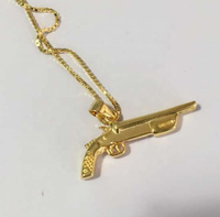 Pendentif personnalisé en forme de pistolet en argent sterling 925 arme en métal pistolet hommes pendentif hip hop