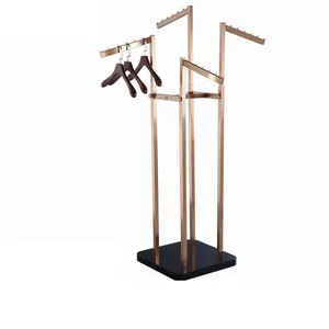 矩形斜臂零售瀑布展示架，用于悬挂衣服或服装