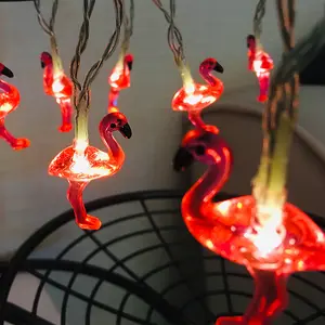 Sevgililer hediyeler pembe dekorasyon peri pil Led Flamingo dize ışıkları