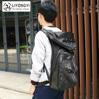 Sac à Dos Ordinateur Portable Unisexe Étanche en PU 3D, pour Étudiants, avec Doublure en Nylon et Fermeture Éclair