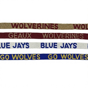 Ceinture en ruban vintage écologique CRYSTAL CRAFT avec texte en relief WOLVERINES GEAX BLUE JAYS GO WOLVES, accessoire de sac coloré - Product Image 1