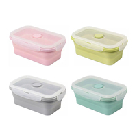 Boîte à lunch en silicone sans BPA pour enfants et adultes Conteneur de stockage des aliments pliant Rectangle Bento Box Lunchbox Lonchera