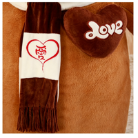 Écharpe personnalisée multi-tailles avec logo adorable, ours en peluche géant habillé, cadeau d'anniversaire avec broderie logo amour