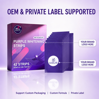 Bandes blanchissantes personnalisées OEM avec logo, certifiées CE, gel PAP violet, goût menthe, 21 sachets de traitement, non irritants pour usage domestique
