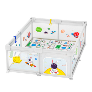 Corralito Plegable para Bebés con Tobogán, Columpio y Tapete - Gran Área de Juego Segura para Niños Pequeños, Uso Interior y Exterior, Diseño que Ahorra Espacio - Product Image 1