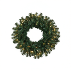 Guirnalda Navideña de Abeto Artificial de 108 Pulgadas, Iluminada, Redonda, Tradicional, para Montar en la Pared, con Bombillas Doradas - Product Image 1