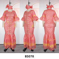 Robe longue en dentelle Bazin Riche traditionnelle africaine pour femmes, nouvelle conception H&D, avec foulard assorti.