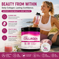 Poudre de peptides de collagène bovin hydrolysé Bioby OEM sans saveur 10g pour la santé des cheveux, de la peau, des ongles et des articulations, marque privée