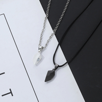 KISSWIFE Collier Magnétique Deux Âmes Un Cœur Pendentif Aimant Créatif en Pierre Souhaitée pour les Couples Amoureux Cadeau