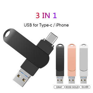 Jaster-clé USB 3 en 1, support à mémoire de 32 go 64 go 128 go 256 go, lecteur flash OTG, pour Smartphones HP Iphone <span class=keywords><strong>Lenova</strong></span>, capacité réelle - Product Image 2