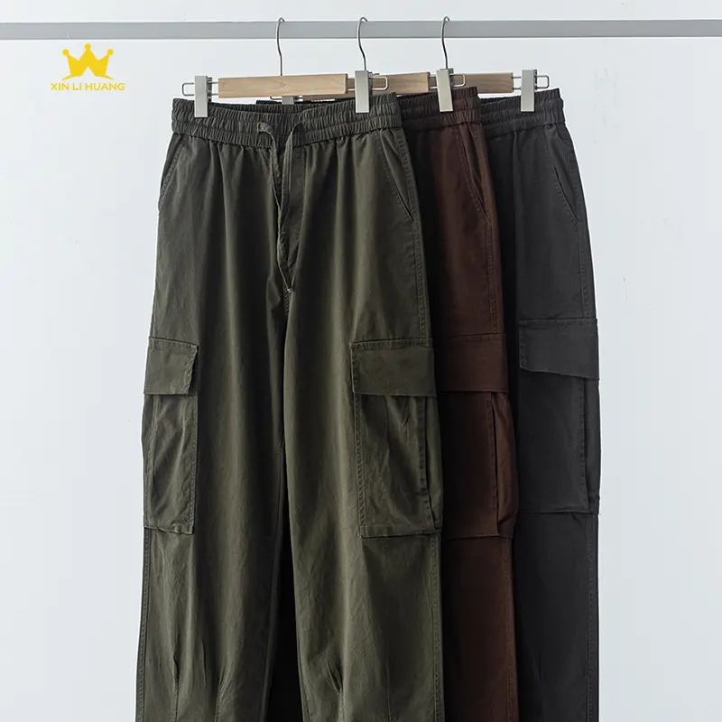 Celana kargo vintage Jepang untuk pria, celana panjang unik desain kaki diperpanjang garis kaki mendukung kustomisasi