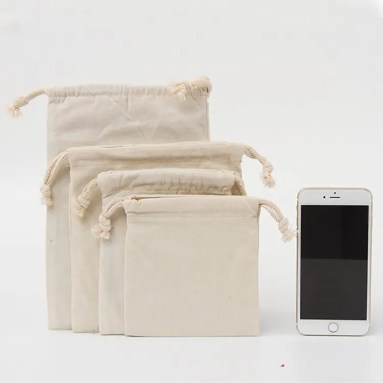 Sacchetto di cotone con coulisse in tela regalo stampato personalizzato piccolo Calico promozionale all'ingrosso