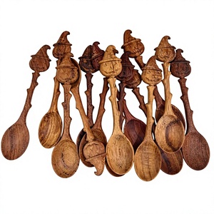 Cuillère en bois d'Halloween, cuillère en bois citrouille, cuillère en bois citrouille pour enfants, jouet de cuisine sensoriel Montessori, cuillère Jack O'Lantern - Product Image 1