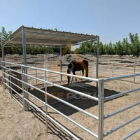Establo para Caballos al Aire Libre con Estructura de Acero Galvanizado en Caliente, Refugio Permanente para Caballos, Establos Portátiles con Techo