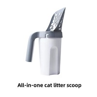 Pelle à litière pour chat tout-en-un, tamis filtrant détachable grande capacité avec rangement pour sacs poubelles pour le nettoyage des excréments de chat