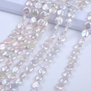 Strong Plump Baroque Shaped 12-13mm <b>White</b> <b>Button</b> Pearls Natural Freshwater Semi-Finished DIYpearls - Product Image 2