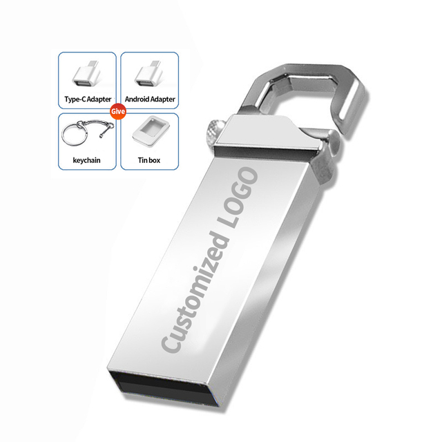 Wholesale Flash Disk Metal Usb Stick 64GB 32GB 16GB 8GB 4GB Portable Flash Thumb Drive USB 2.0 3.0 with Android Type-C Adapter
