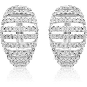 Ornaatis <b>Huggie</b> Hoop Earrings 1.10 Cttw Round Cut White Natural Diamond 925 Sterling <b>Silver</b> Prong Setting Everyday Wear - Product Image 3
