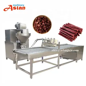vacuum beef meat strips extruding cutting machine/ Pet meat sticks grinding making line
