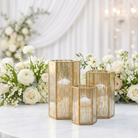 Supports de bougies hurricane en verre mercure avec cadre en laiton, tendance, pour la décoration de mariages (vente en gros)