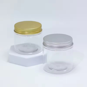 Custom 100ml 200ml 8oz 300ml 12oz 500ml <b>clear</b> White Black Amber Wide Mouth Cosmetic <b>Containers</b> <b>Plastic</b> Pet Jar with Aluminum Lid - Product Image 4