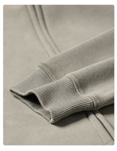 Sudadera con capucha y pantalones de algodón sólido de 350 g, corte holgado, con cremallera, para otoño e invierno, logotipo personalizado disponible - Product Image 6