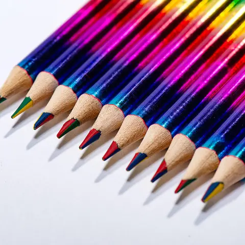 تقنية تخصيص 4 ألوان من الأقلام الرصاص مقبض رصاص مقبض خشبي للأطفال الطلاب أدوات مكتبية هدية أقلام رصاص بألوان قوس قزح رسم
